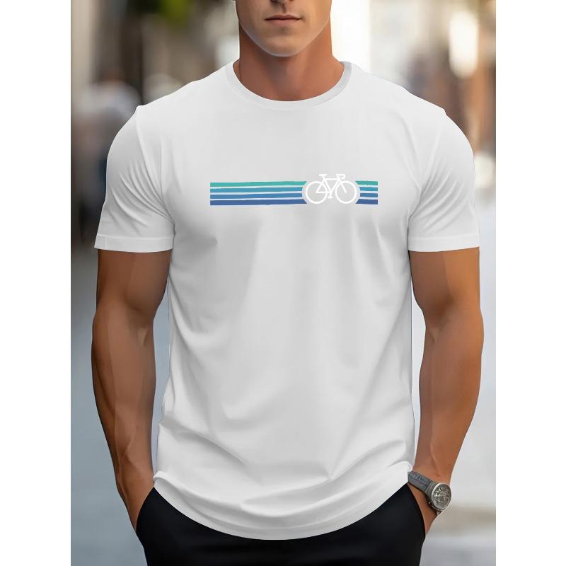 

Men S Summer Casual Bicycle Graphic T-Shirt - Soft, Comfortable Round Neck Tee with Design, Perfect for Casual Attire, Everyday Tshirt 4XL білий