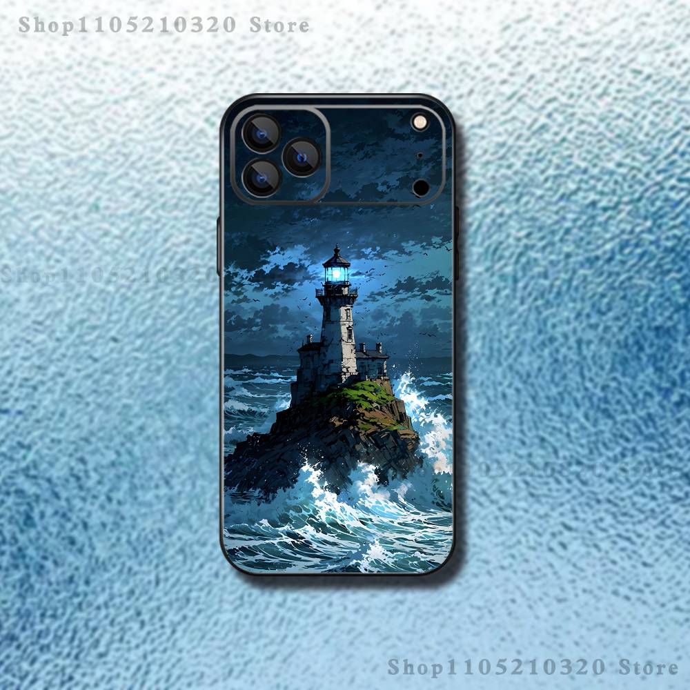 

Lighthouse Anime Phone Case For iPhone 17,16,15,14,13,12,11,Pro,Max,Plus,E,Air,Mini Protective Black Cover iPhone11
