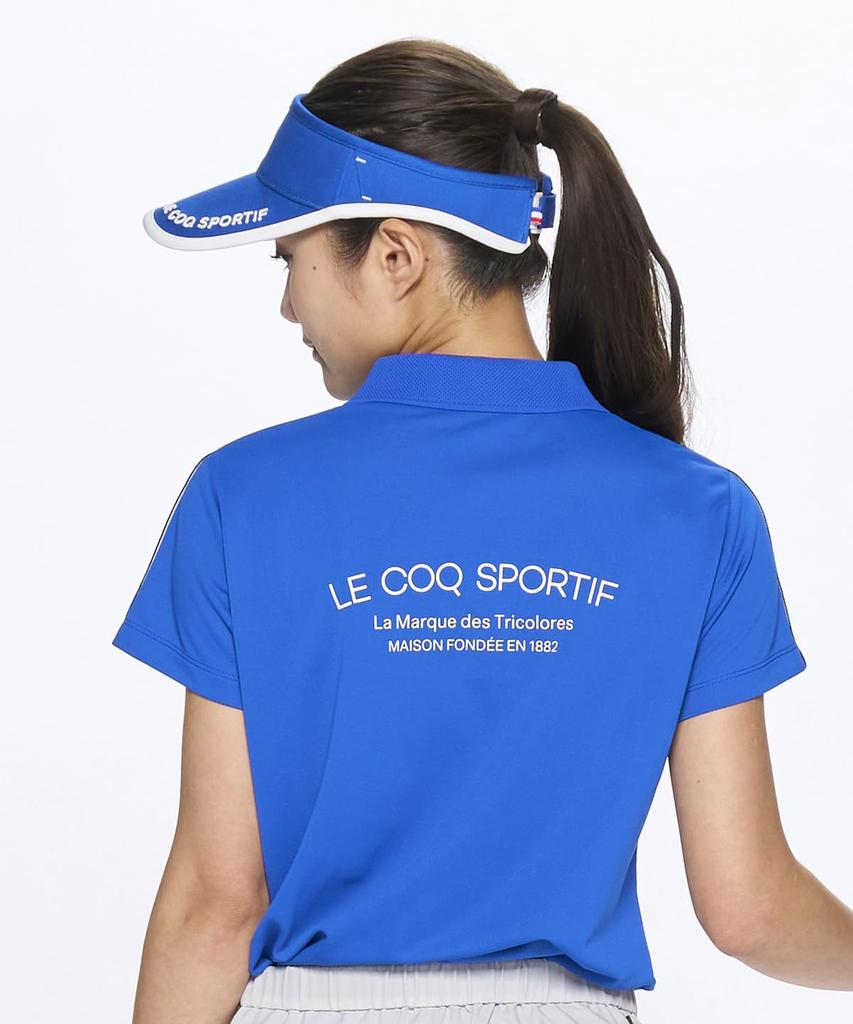 Coq Sportif Short Sleeve Shirt Logo Tape Sporty Mix and Match Sweat Absorbent Quick Drying Golf LG5SHS06L BL00 [Le Golf] A-Line Women's (Blue)