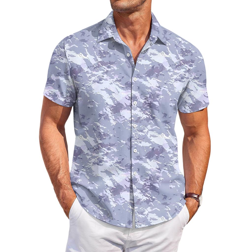 Men's Casual Fashion Printed Short-Sleeve Shirt