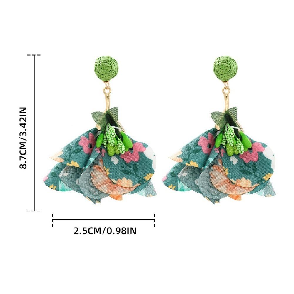 Exaggerated Beach Earrings Tassel Petals Stud Earrings Trendy Flower Dangle Earrings  Vacation