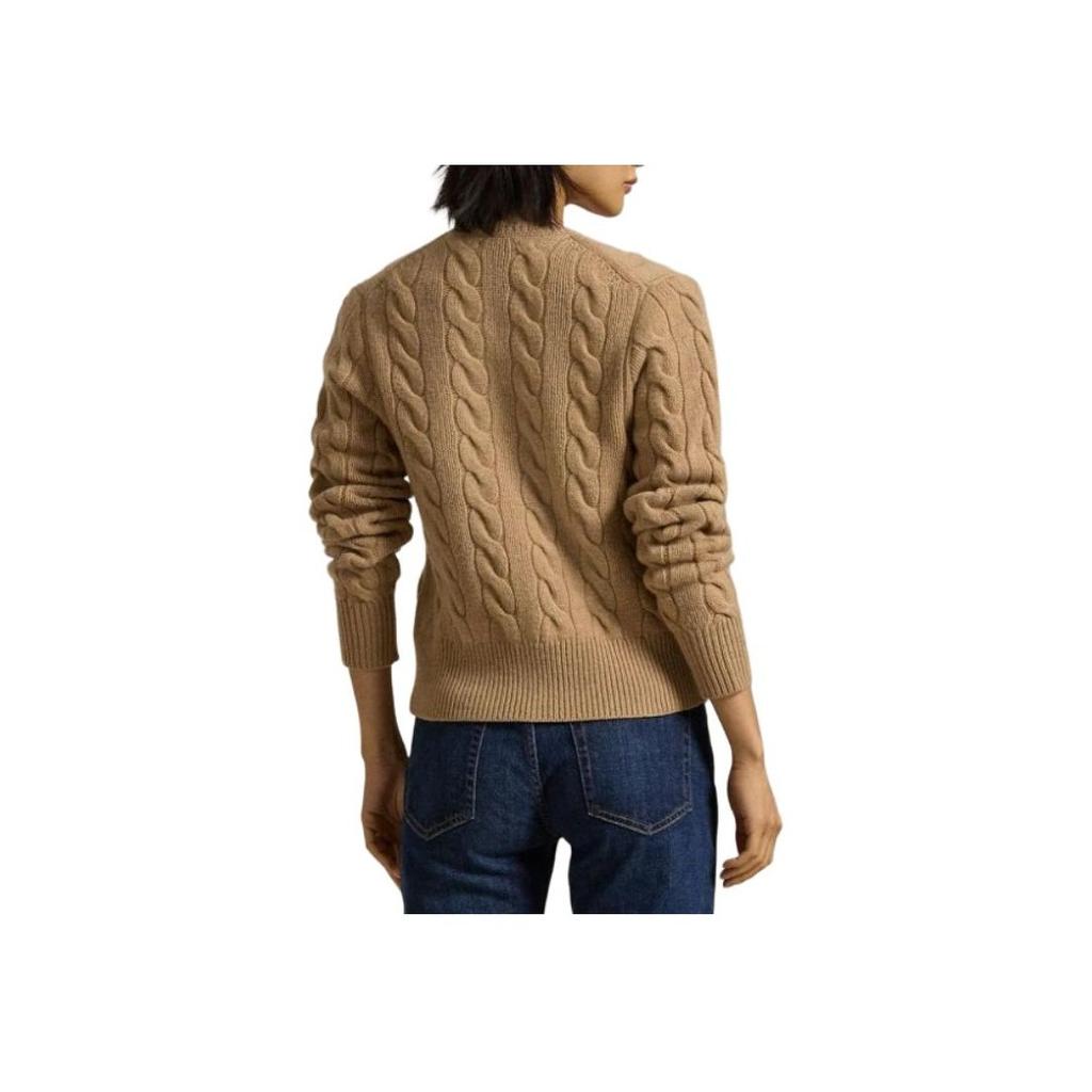 Polo Ralph Lauren Solid Color Crew Neck Button Long Sleeve Knit Sweater Women Sweater Brown 211910443-021