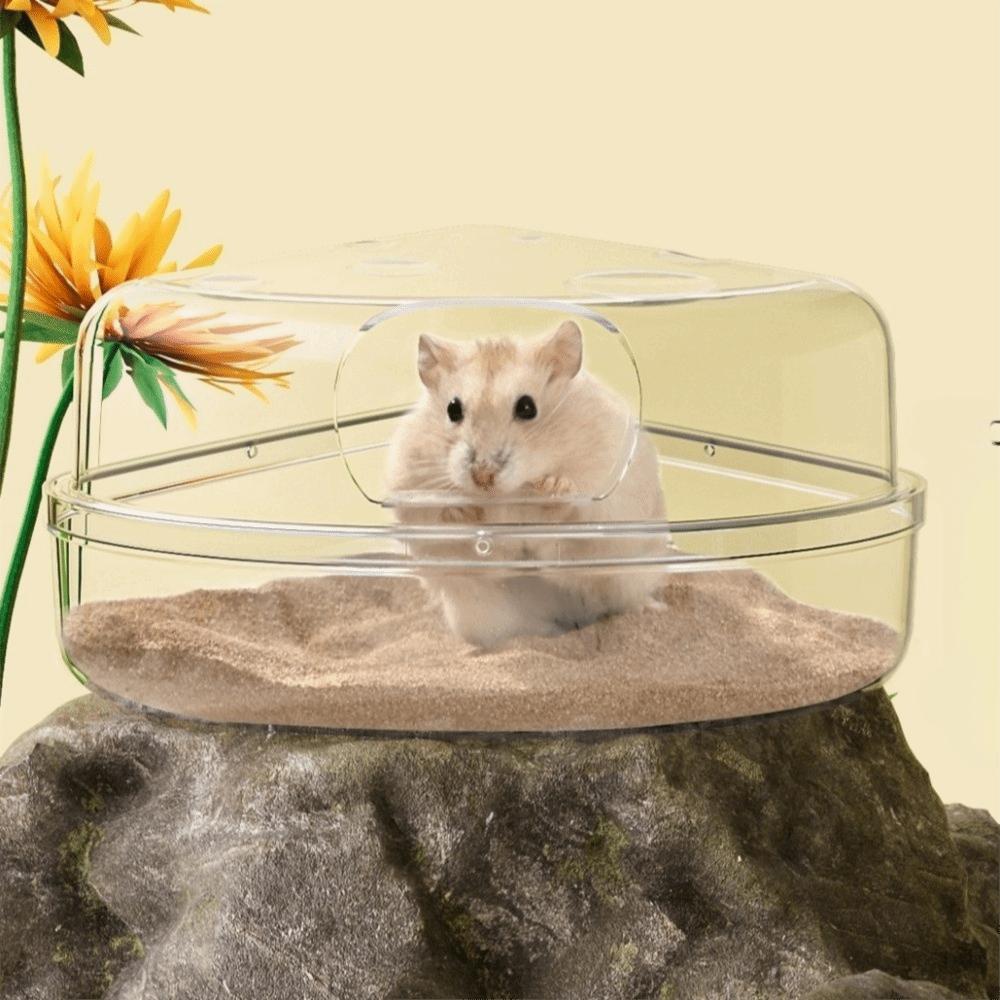 Transparent Hamster Sand Bath Box Escape-Proof Hamster Toilet for Mice Gerbil Golden Bear