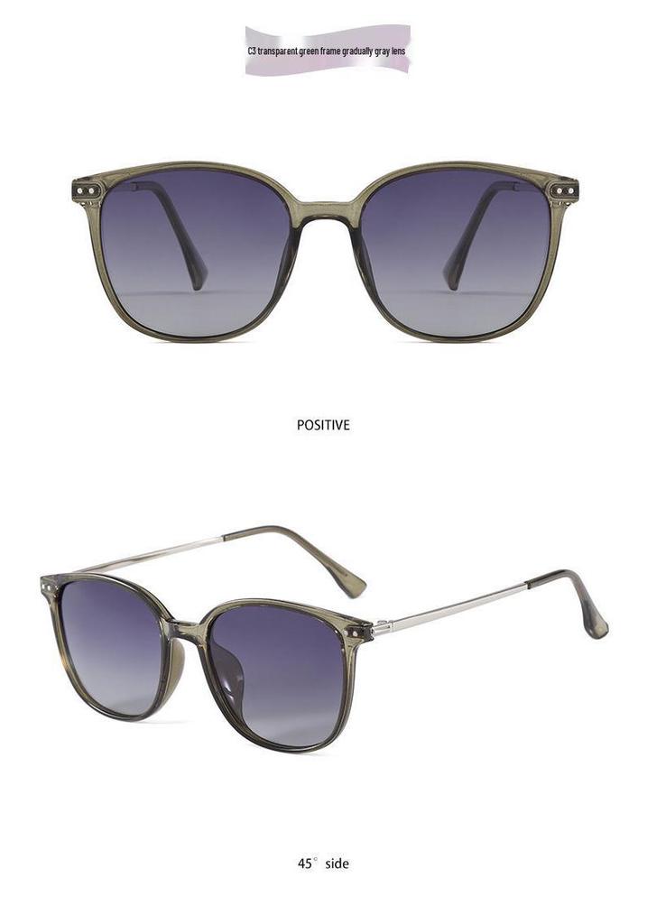 Retro Large Frame Women's Polarized Sunglasses - Tea-Colored, UV & Sun Protection, Perfect for Driving, Slimming Effect