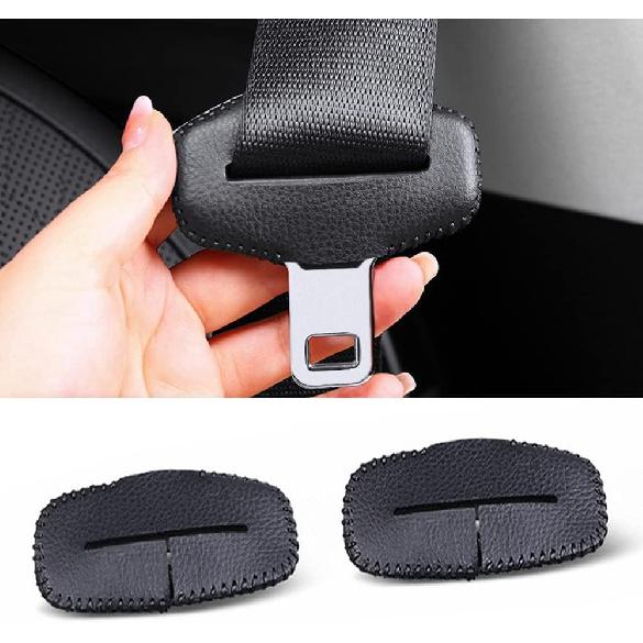 Car Seat Belt Fixing Buckle Decorate Protector Leather Cover for BMW 1 2 3 4 5 6 7 Series X1 X2 X3 X4 X5 X6 Auto Interior Accessories (5pcs Mocha