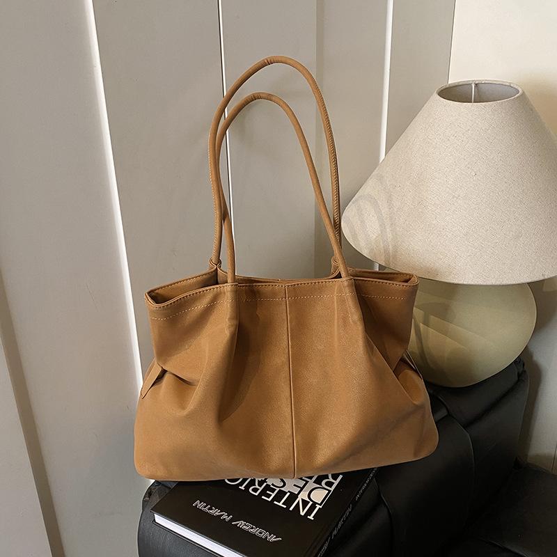 Casual Retro Matte Bag Women's 2025 New Fashion Simple Commuter Shoulder Bag Large Capacity Portable Tote Bag