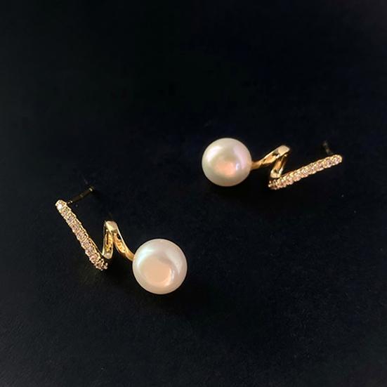 1 Pair Stud Earrings Twisted Rhinestones Jewelry Korean Style Faux Pearls Stud Earrings Jewelry Gifts