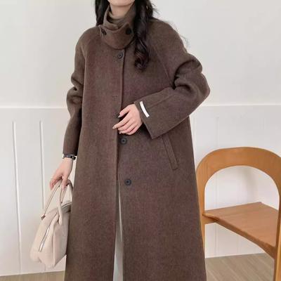 Neuer doppelseitiger Wollmantel für Herbst und Winter, langer, lockerer, lässiger Wollmantel im koreanischen Stil