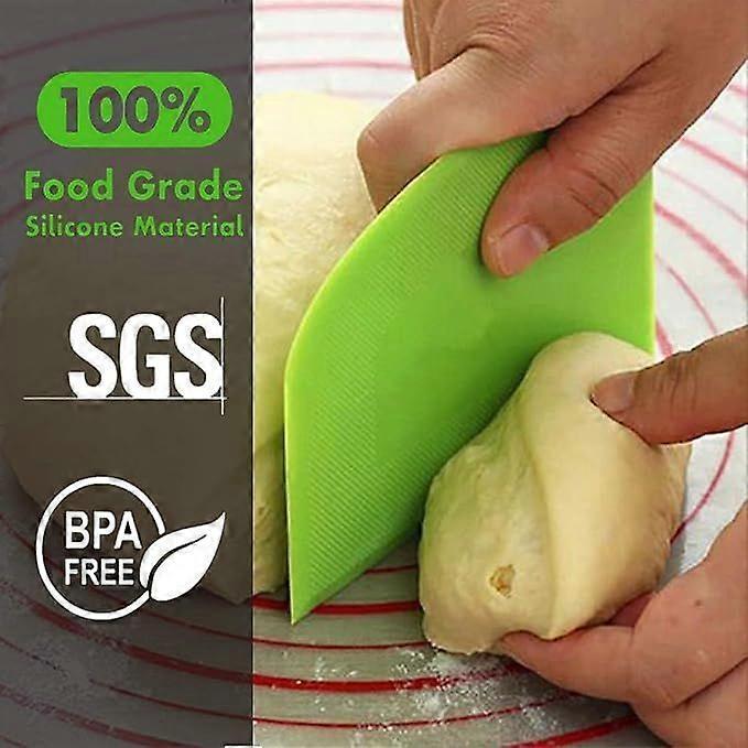 Dough Scraper Dough Card Dough Cutter Dough Spatula Dough Scraper Card - 3P 4.7x3.7'' PE Plastic BPA Free Flexible Sharp Edge Corner Non-Slip Cake Scr