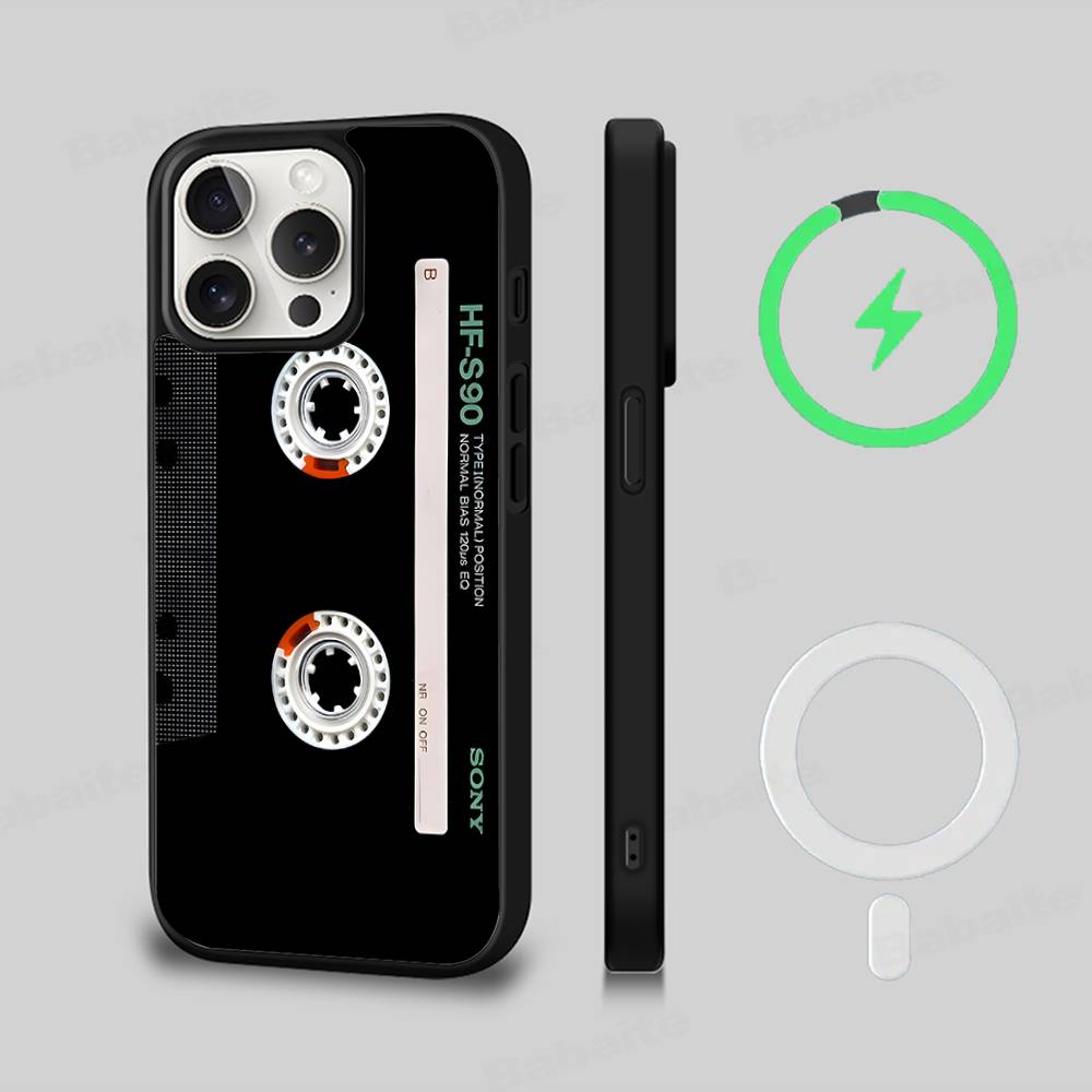 Magnetic Radio Tape Cassette For Magsafe Magnetic Wireless For IPhone 17 Pro Max 15 Plus 14 13 12 11 16 Pro Phone Case