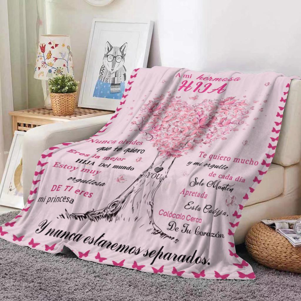 1Pc Motivational Quotes Printed Flannel Blanket Gift From Mom To Daughter, Nap Blanket, Christmas Gift For Daughter,