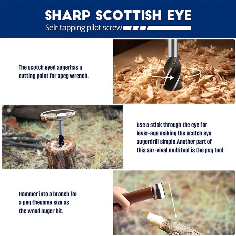 Überlebenswerkzeuge für Bushcraft-Siedlerschlüssel, Scotch Eye-Schlangenbohrer, kompatibel mit Bushcraft-Rucksack und Camping für den Outdoor-Holzhering-Lochmacher