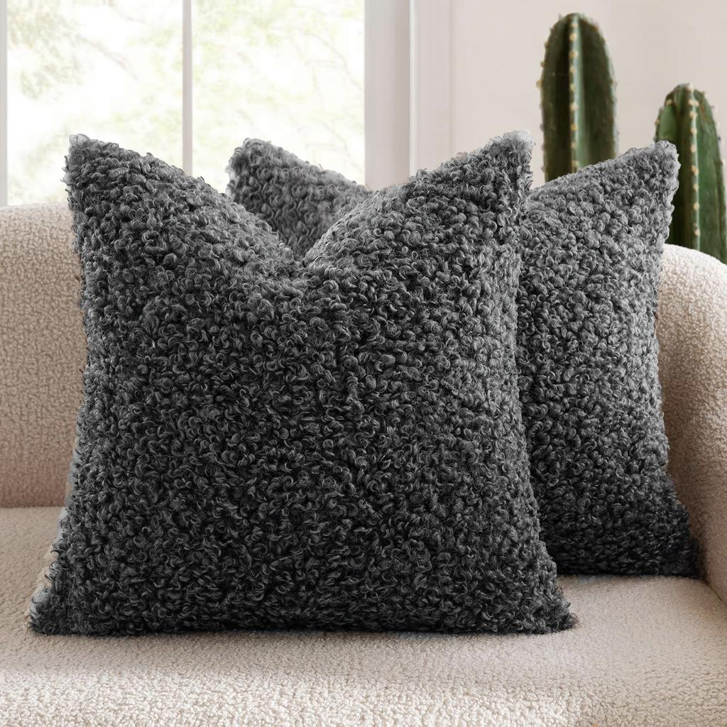 Thick Soft Lamb Wool Pillow Cover Solid Color Modern Simple Nordic Sofa Cushion For Cozy Home Decor