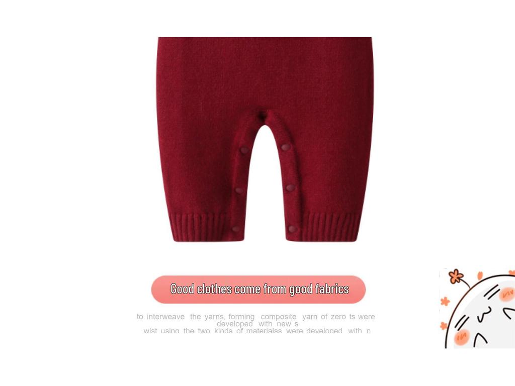 Neuer grenzüberschreitender Weihnachtsbaum Strick Baby Jumpsuit - Weinrot Wolle Doppelknopf Overall