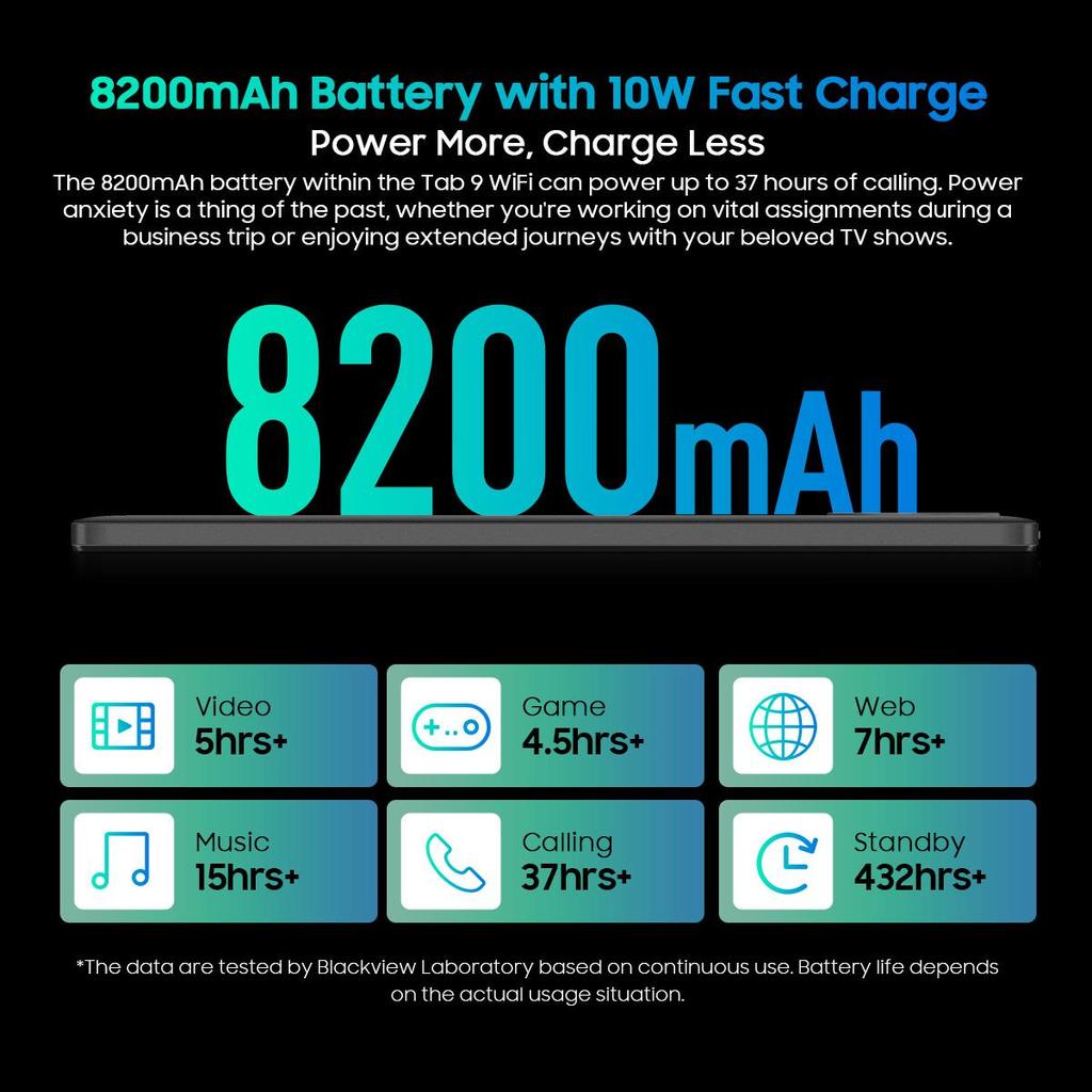 Generalüberholtes Blackview Tab 9 WiFi Android 14 Tablet – 11-Zoll 2K FHD+ Großes Display, 18GB 256GB