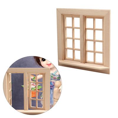Kinder Puppenhäuser Möbel Stabiles Holz Fensterpaneel Designs im Maßstab 1:12 Moder Heimdekorationszubehör