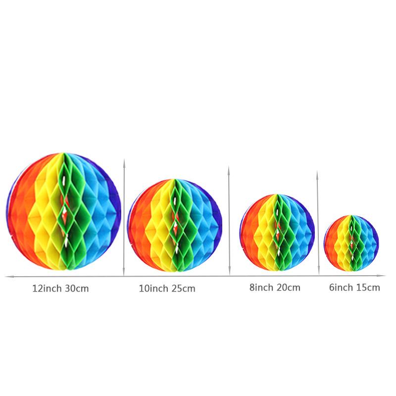 Hanging Rainbow Honeycomb Paper Flower Ball 15/20/25/30cm Decor Balls for Kids Birthday Party Nursery Room Holiday Decoration