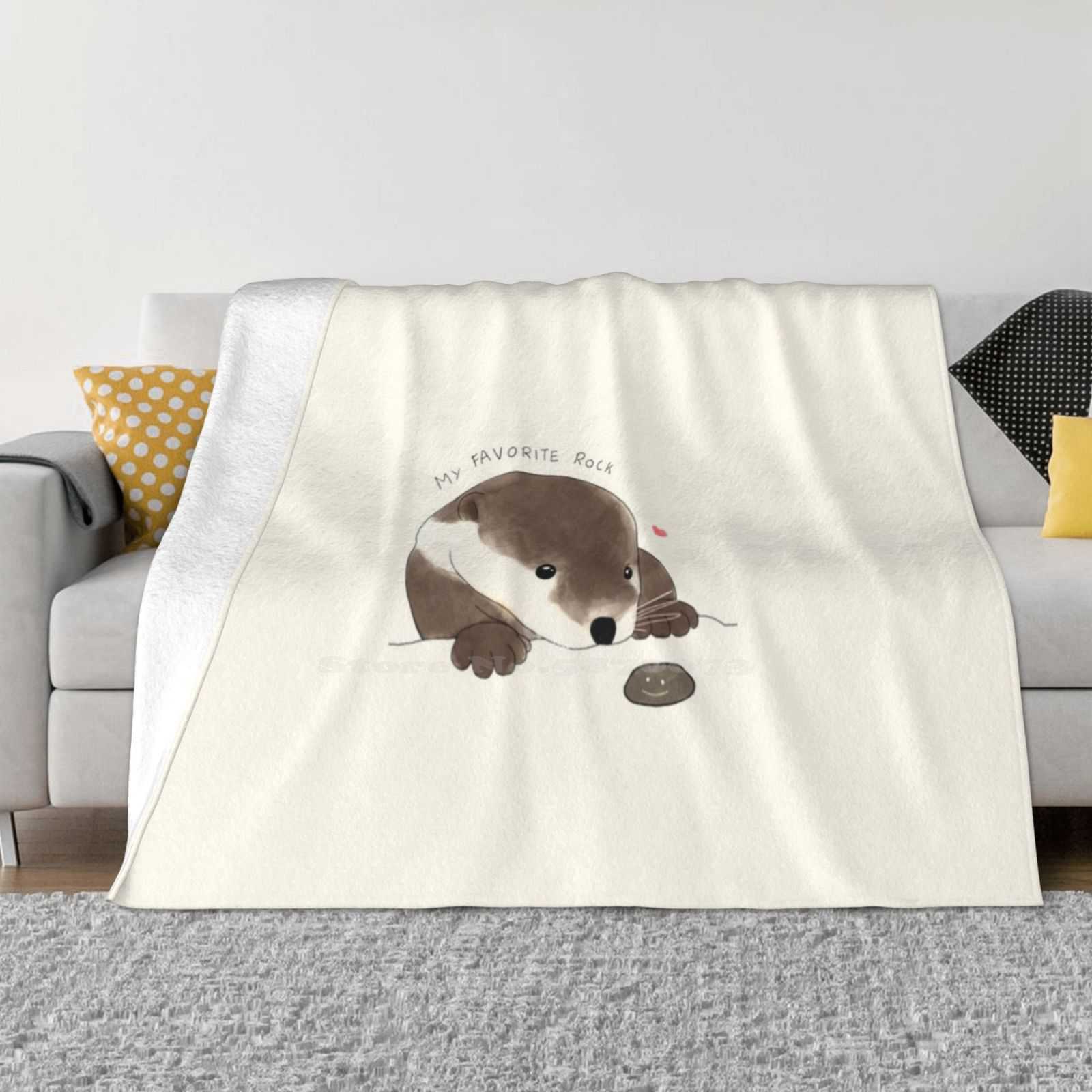 

Otter S Favorite Rock For Home Sofa Bed Camping Car Plane Travel Portable Blanket Otter Kawaii Aesthetic Smile Animal Sea River 30x40in