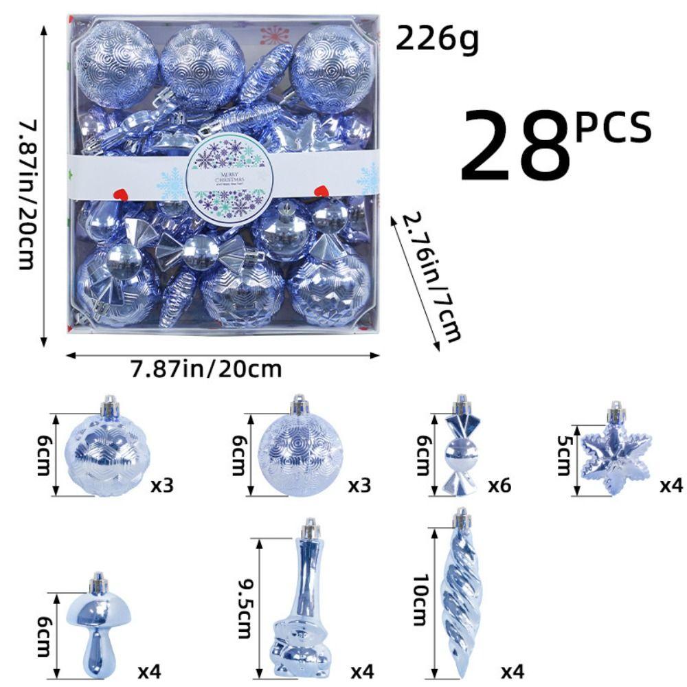 28 Pcs Plastic Christmas Hanging Ball Colorful Merry Christmas Tree Decor Children Gifts