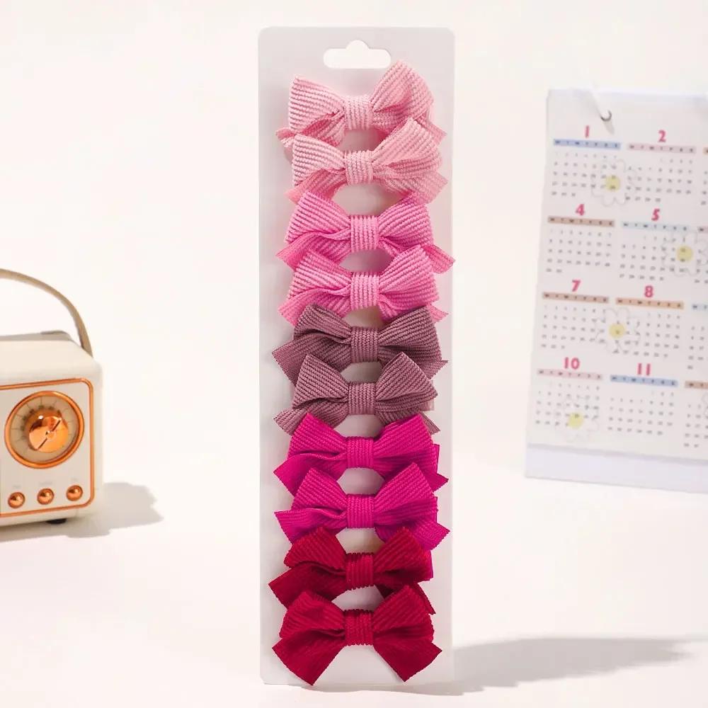 10pcs/set Cute 2'' Solid Ribbon Hair Bows Clip for Women Girls Princess Handmade Mini Bowknot Hairpin Barrette Hair Accessories