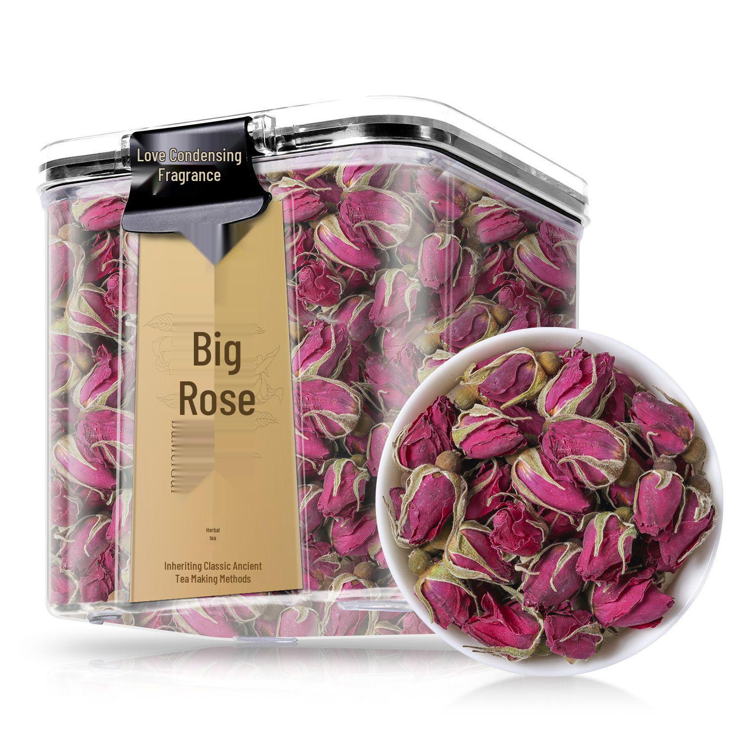 Премиальные высушенные цветы розы с двойными лепестками: Без серы, 100 г травяного чая в банке