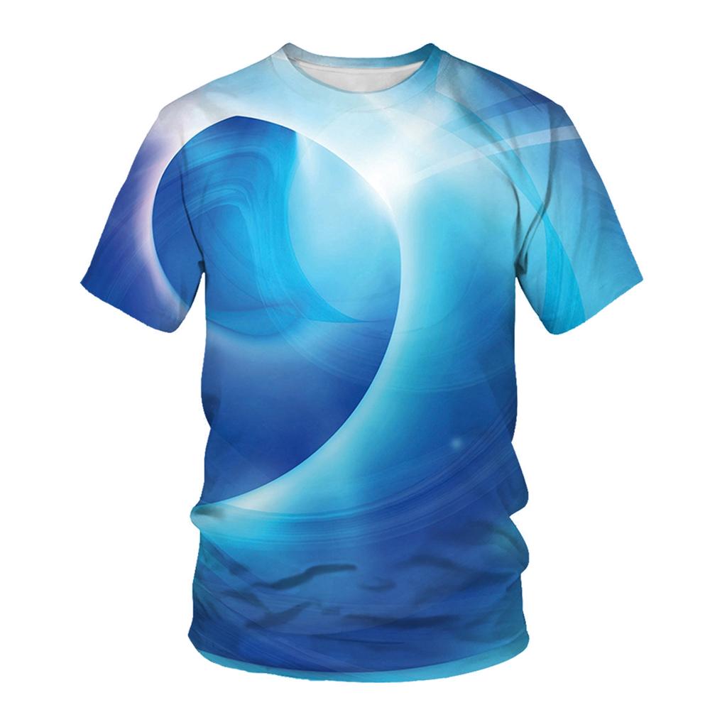 Summer Men's 3D Printed Crew Neck T-Shirt Fashion Versatile Trend Casual Breathable