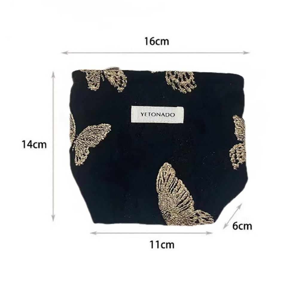 

Polyester Canvas Butterfly Clutch Bag Large Capacity Zipper Closure Cosmetic Storage Pouch Portable Butterfly Pattern