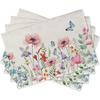 Seliem Spring Anemone Flower Placemats Set of 4, Watercolor Pink Floral Butterfly Dining Table Place Mats Home Kitchen Decor, Summer Seasonal