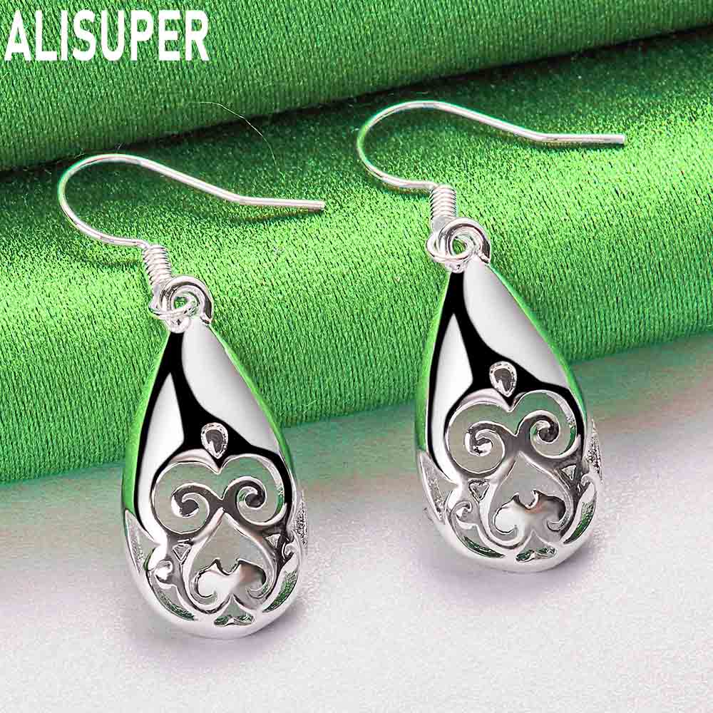 925 Sterling Silver Classic Openwork Teardrop Earrings - Stylish Evening Jewelry