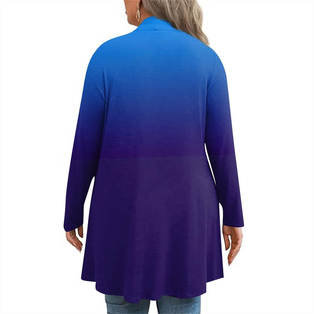 Women's Fall And Winter Fashion Casual Print Long Sleeve Mid-Length Cardigan Jacket