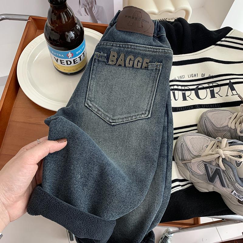 Boys' Winter 2025 Korean-Style Fleece-Lined Jeans: Cool & Stylish Toddler Pants