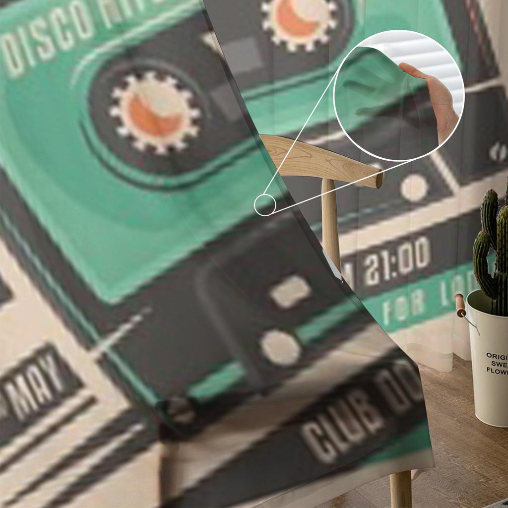 Retro Party Poster Design Sheer Curtain For Living Room Bedroom Voile Curtains For Window Organza Curtains Party Tulle Drapes