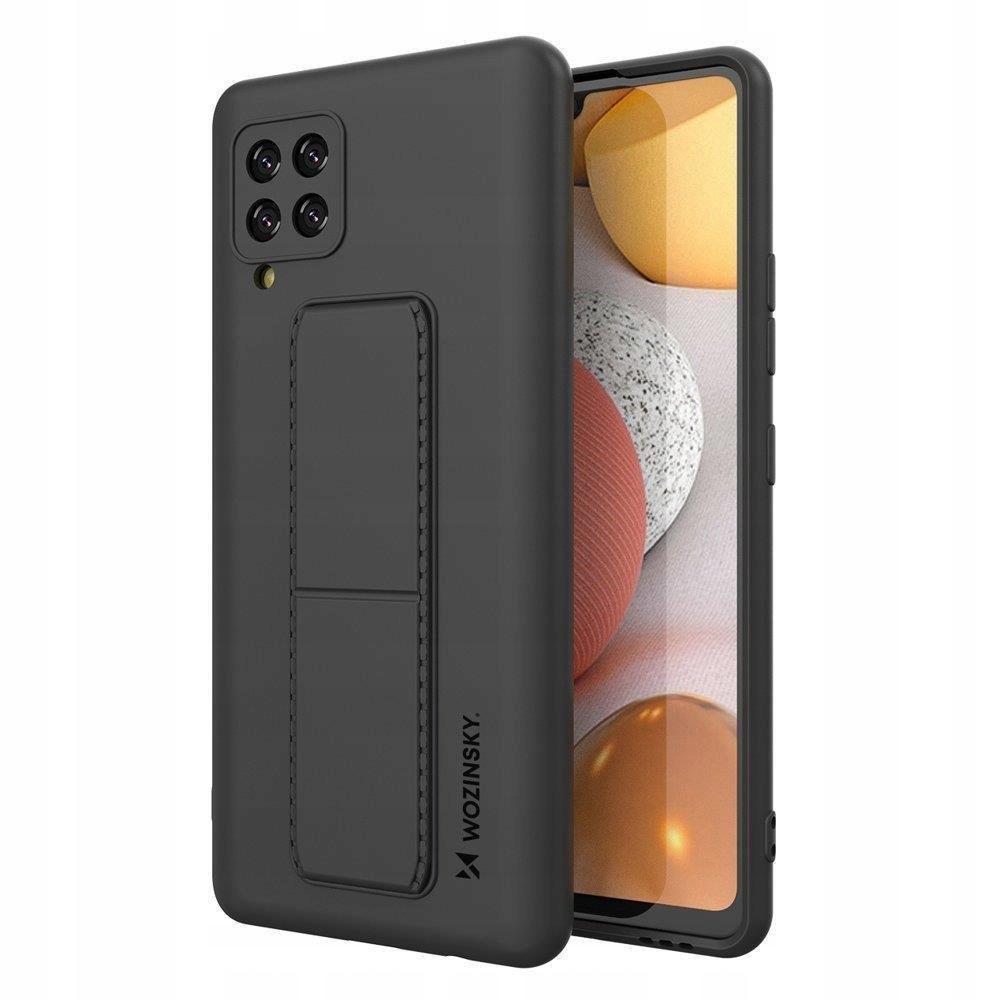 Wozinsky Kickstand Case Silikonowe Etui Z Podstawką Etui Samsung Galaxy A42 5G Czarne