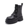 Leather Martin Boots Women's 2025 New Winter Fleece Warm Thick-soled Medium Boots Black Retro Versatile Short Boots