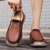 New Retro Men Casual Shoes Handmade Leather Loafers Comfortable Men's Shoes Quality Split Leather Flat Moccasins Men Sneakers
