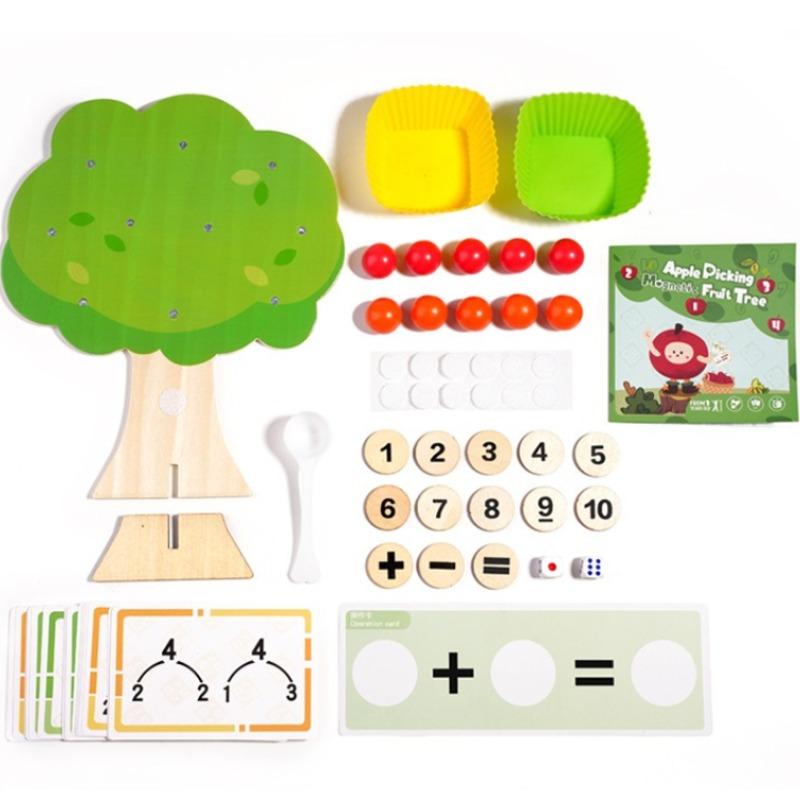 Montessori Teaching Aids Digital Apple Tree Game Building Blocks Children's Educational Brain Concentration Training Kids Gifts