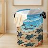 Baby Sea Turtles Beach Scene Print Foldable Large Capacity Storage Bucket, Children's Toy and Clothing Storage, Home Bathroom