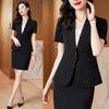 Women's Thin Black Blazer with Short Sleeves - Summer Professional Suit Set for Formal Work