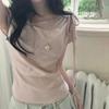 Korean Style Polka Dot Lace-up Off-Shoulder Short Sleeve T-shirt - Women's Trendy Summer Slimming Top