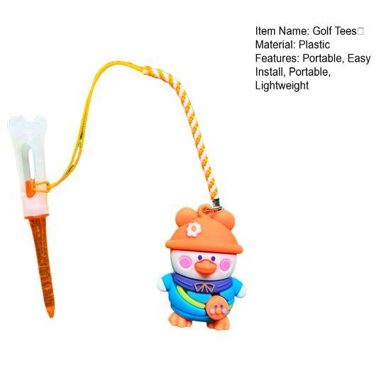 Kreslená kachna Držák na golfová odpaliště s provázkem proti ztrátě Průhledná plastová PVC odpaliště pro konzistentní odpaly Zábavné novinkové golfové příslušenství