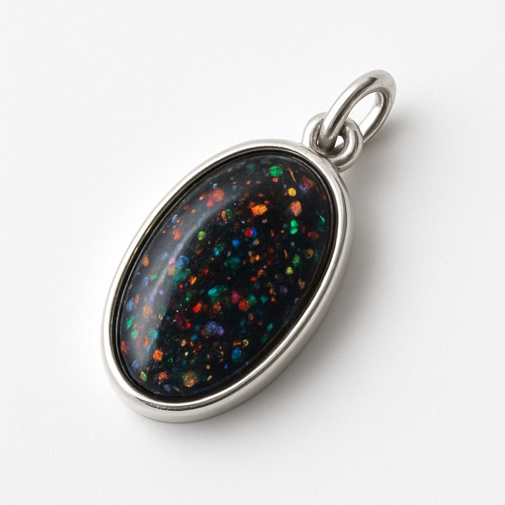 16.8 Ct Natural Ethiopian Multicolor Opal Oval Cut Pendant 925 Sterling Silver