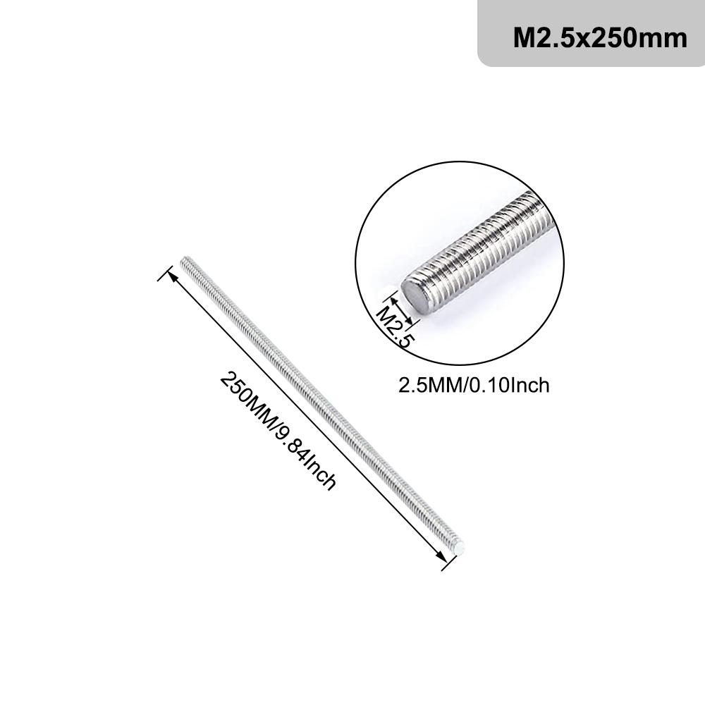 1PCS Threaded Rod 304 Stainless Steel Screw M2 M2.5 M3 M4 M5 M6 M8 M10 M12 M16 M18 M20
