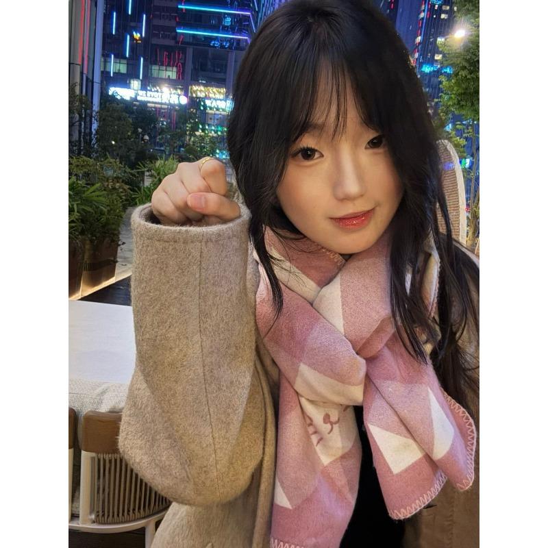 Women S Cute Cat Pattern Winter Warm Fashion Scarf For Couples