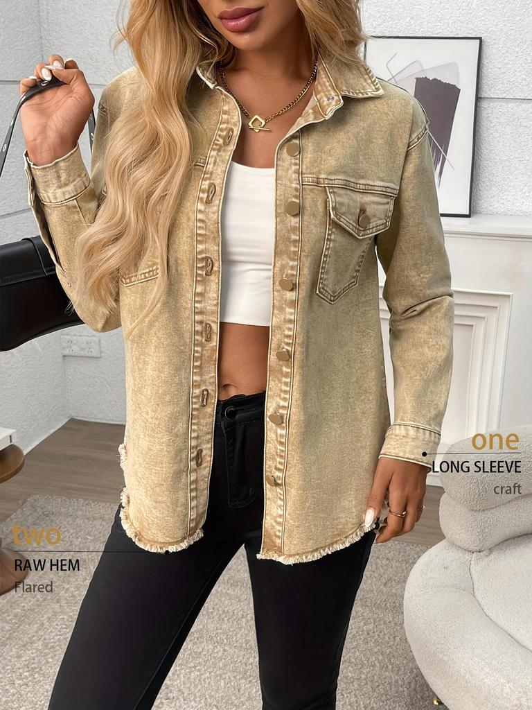 Versatile High-Stretch British Style Utility Pocket Denim Jacket