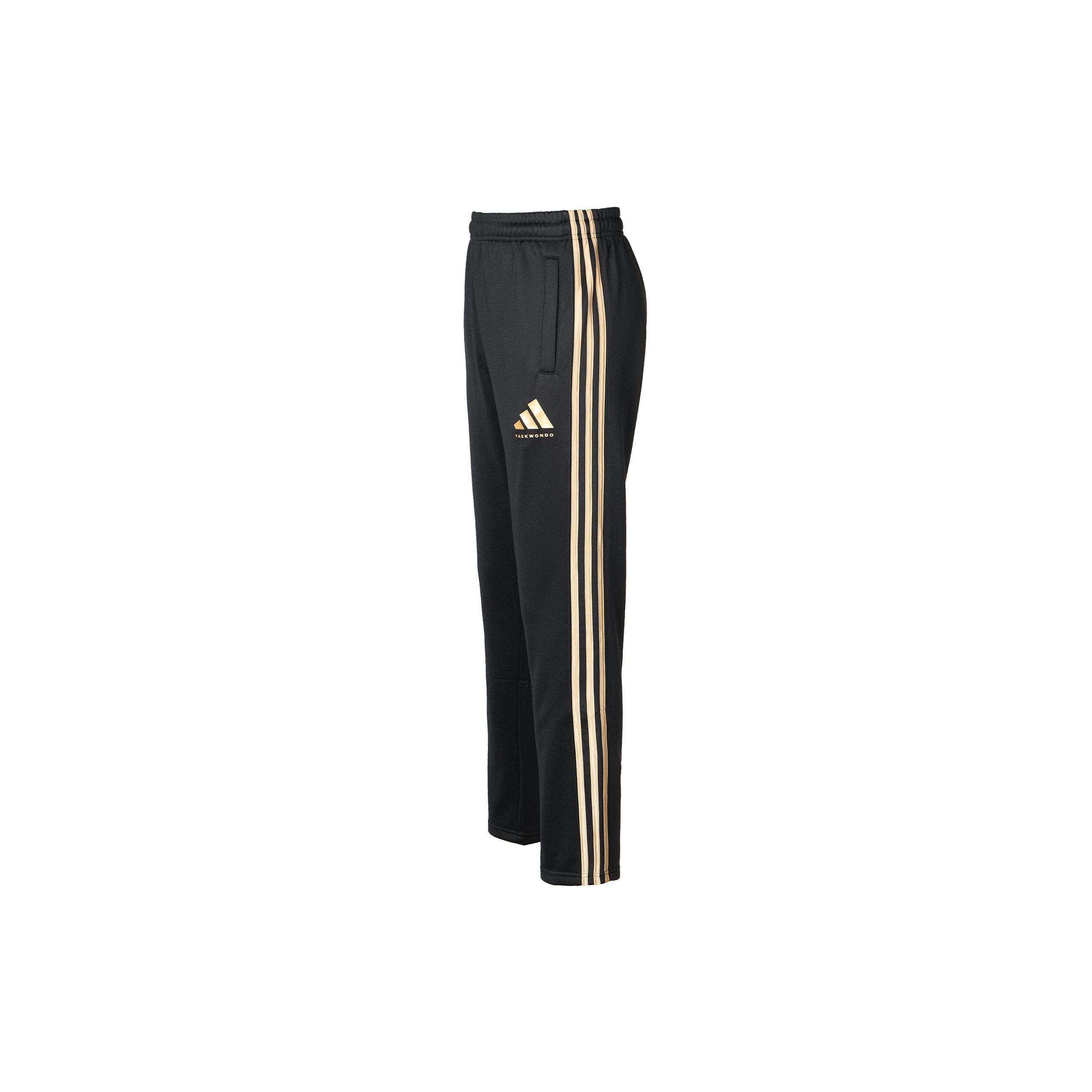 Adidas Men's Black/Gold Taekwondo Logo Side Stripe Elastic Retro Sports Casual Pants Unisex Bottoms Tr30pt-Bg Cm