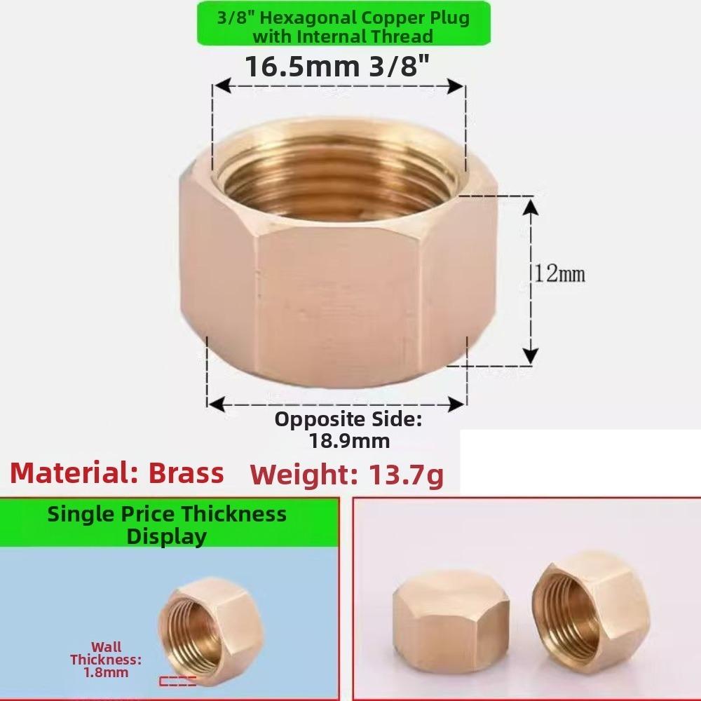 Brass Threaded Pipe Plug Threaded Hex Head Blind Stopper Pressure Resistant Corrosion Resistant Pipe Connector Plumbing Fitting