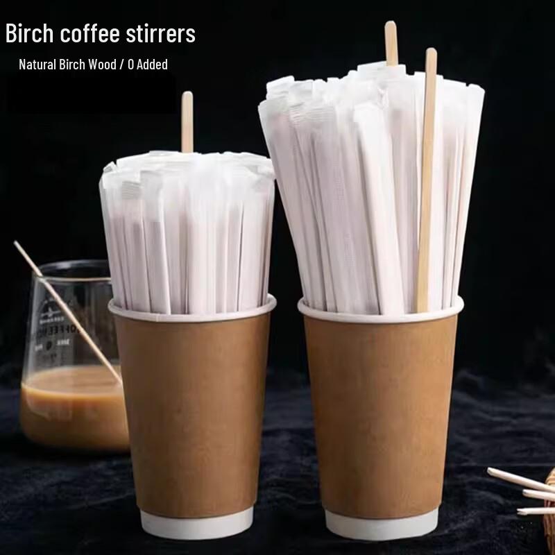 Individually Wrapped Wooden Coffee Stirrers