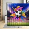 Football Sports Design Shower Curtain, Polyester Fabric, Waterproof, Boys Home Decor, Screens with Hooks, Cartoons Bathroom