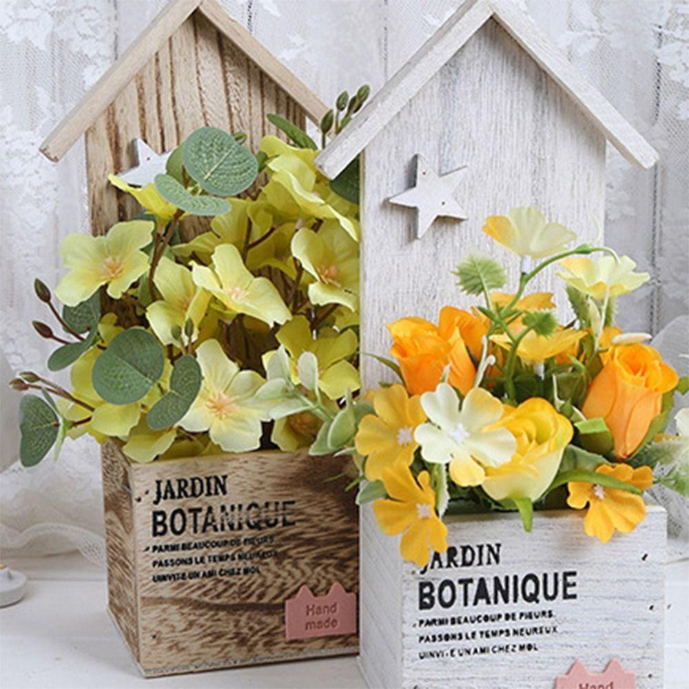 Vintage Flower Pot Wooden Pen Holder Crafts Storage Box  Miscellaneous Organizer