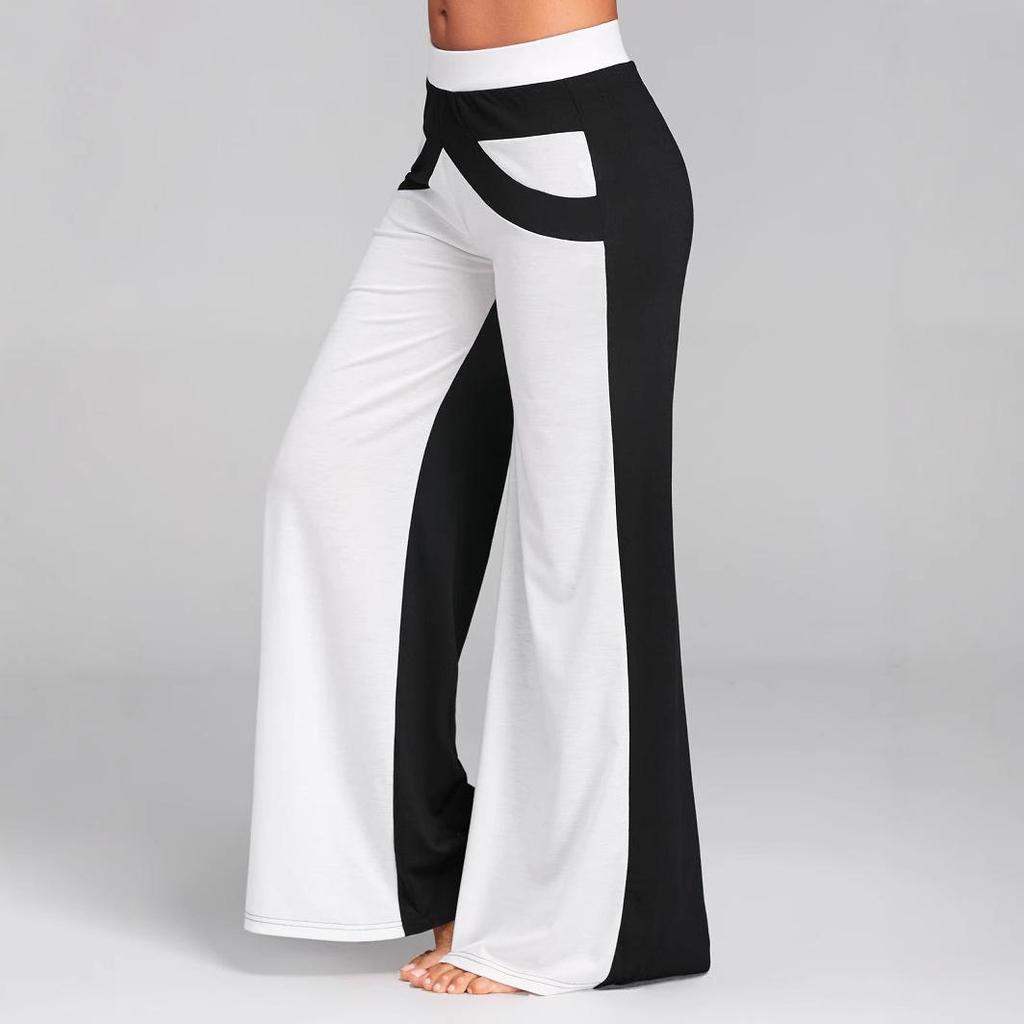 Patchwork Women's Wide-Leg Dance Pants - Casual and Loose Fit
